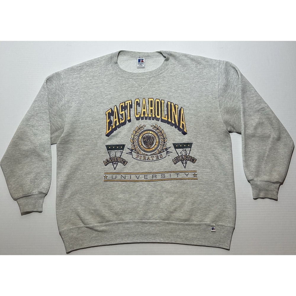 Vintage 90s Russell Athletic East Carolina Pirates Sweatshirt Men's XXL USA Made